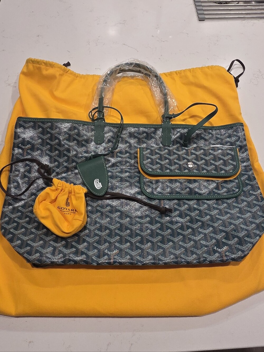 New with tag Goyard Green Coated Canvas Tote Bag Size PM